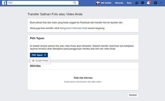Cara Transfer File Foto dari Facebook ke Google Photos