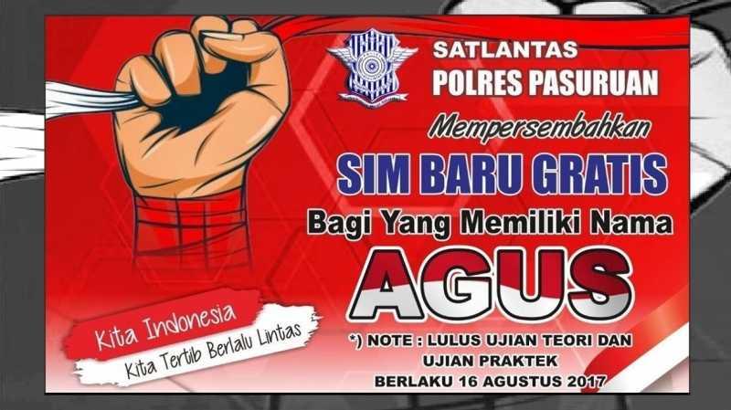 SIM Baru Gratis untuk yang Bernama Agus